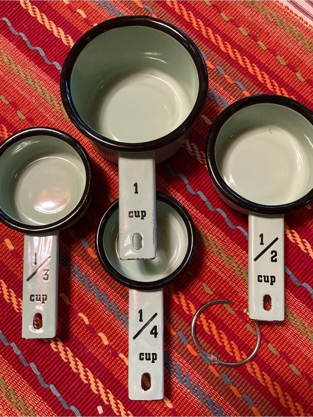 Enamelware Measuring Cups, Set 4 Green NWT